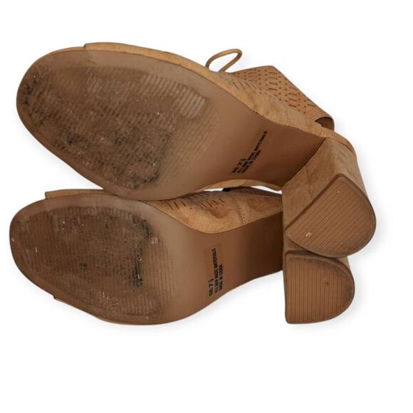 QUPID TAN OPEN TOE BLOCK HEELS BOOTIES SZ.7.5 EUC. - Picture 7 of 9